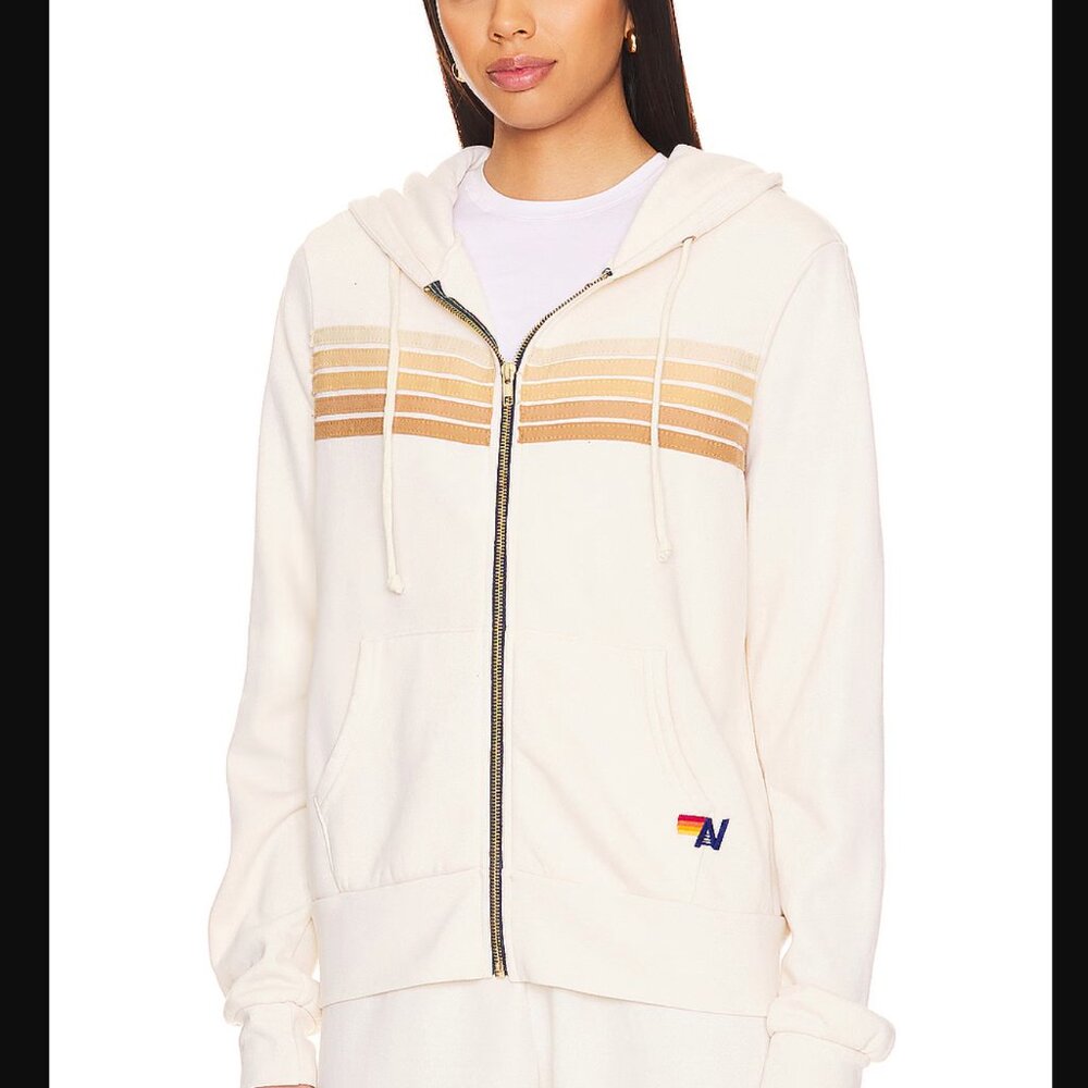 Aviator Nation Cream Stripe Hoodie And Jogger Set - Picture 2 of 10